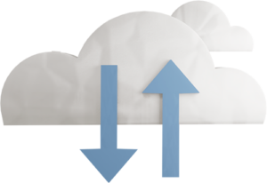 3D-animeret sky med to pile der illustrerer dataflow