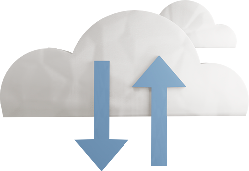 3D-animeret sky med to pile der illustrerer dataflow